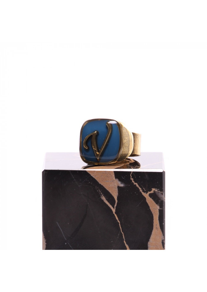 DERNA | WOMEN'S RING UNIQUE | LETTER V BLUE WOMEN'S RING UNIQUE | LETTER V BLUE