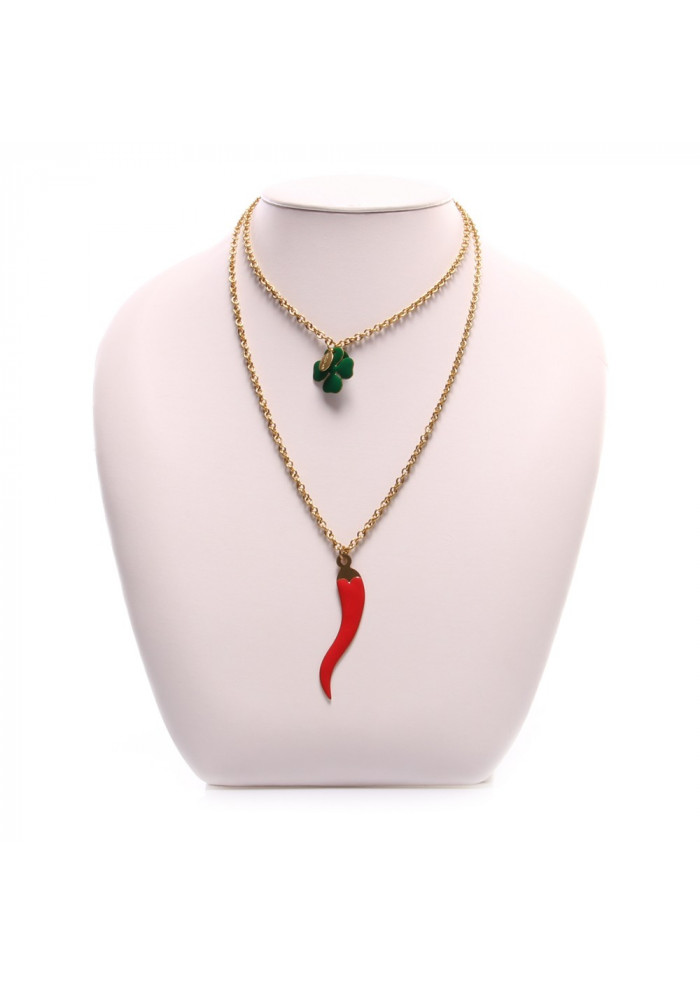 DERNA | WOMEN'S NECKLACE UNIQUE | CO 770 CORNO GREEN RED WOMEN'S NECKLACE UNIQUE | CO 770 CORNO GREEN RED