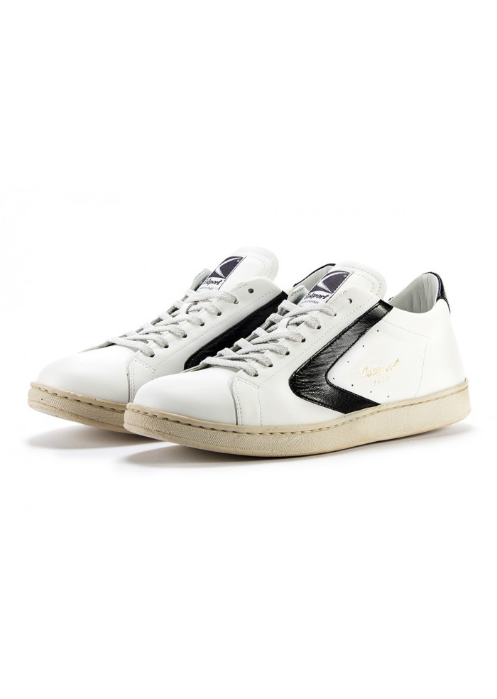 MEN'S SHOES SNEAKERS HANDMADE WHITE / GLOSSY BLACK VALSPORT MEN'S SHOES SNEAKERS HANDMADE WHITE / GLOSSY BLACK VALSPORT
