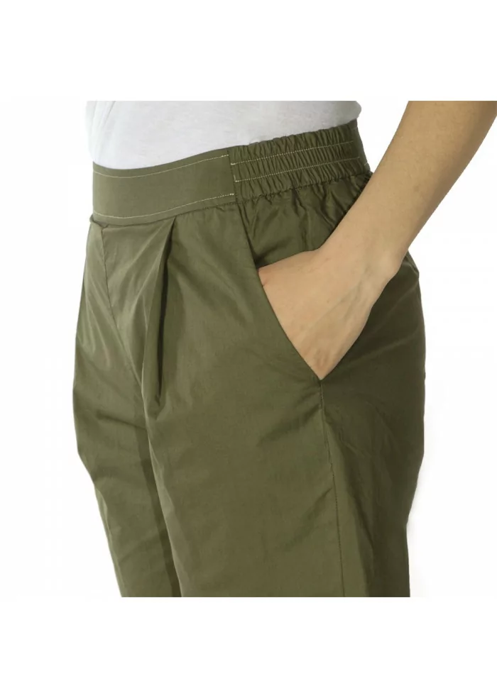 WOMEN'S CLOTHING TRAUSERS PURE COTTON MILITARY GREEN SEMICOUTURE