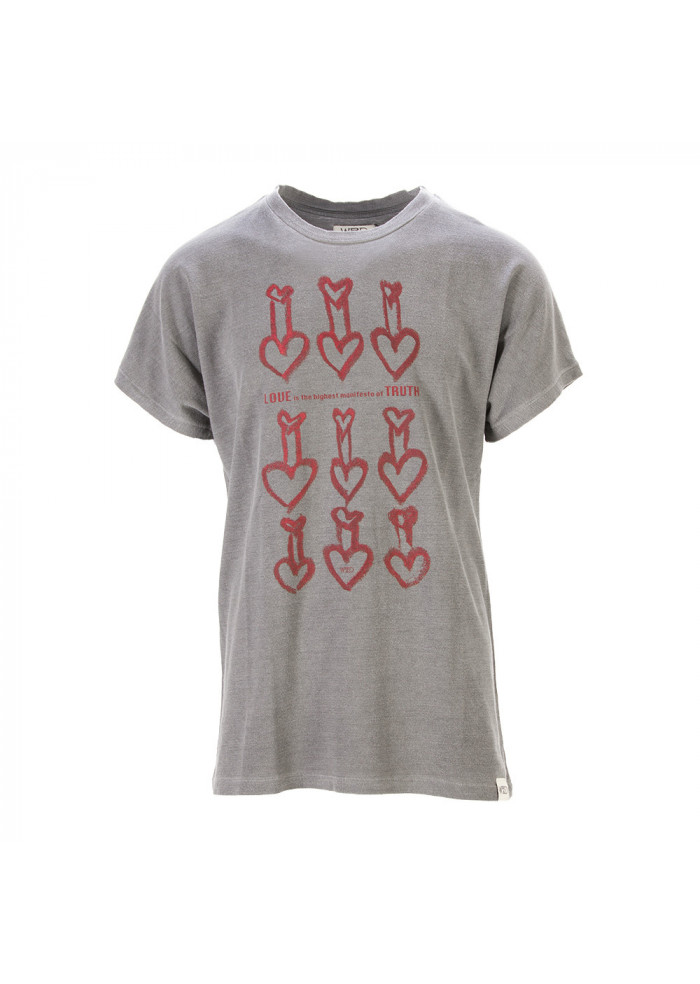 DERNA | UNISEX CLOTHING T-SHIRT GRAPHI-TEE BIO COTTON 'HEARTS' PRINT GREY WRAD UNISEX CLOTHING T-SHIRT GRAPHI-TEE BIO COTTON 'HEARTS' PRINT GREY WRAD