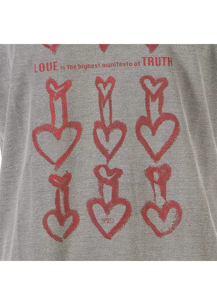 UNISEX CLOTHING T-SHIRT GRAPHI-TEE BIO COTTON 'HEARTS' PRINT GREY WRAD