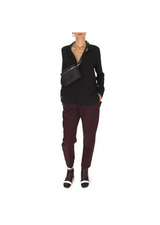 WOMEN'S CLOTHING TROUSERS WOOL MIX DARK BORDEAUX SEMICOUTURE