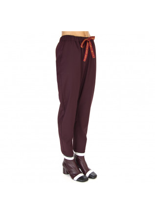 DAMENKLEIDUNG HOSE WOLLE MIX DUNKEL BORDEAUX SEMICOUTURE