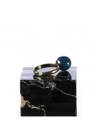 WOMEN'S ACCESSORIES HANDMADE RING BLUE CERAMIC BALL TOLEMAIDE