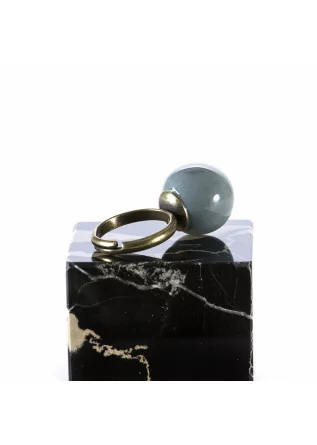 WOMEN'S ACCESSORIES HANDMADE RING CERAMIC BLUE BALL TOLEMAIDE