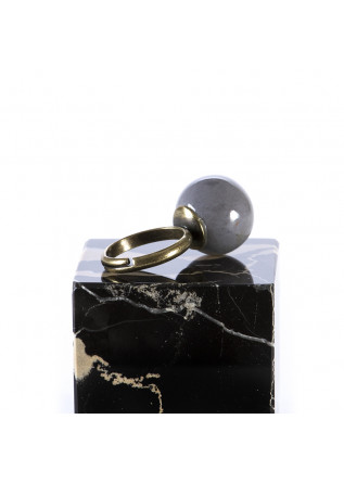 WOMEN'S ACCESSORIES HANDMADE RING WITH GREY CERAMIC BALL TOLEMAIDE