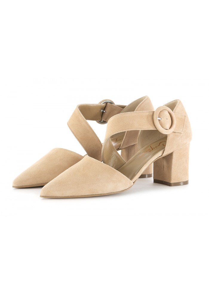 scarpe tacco largo beige