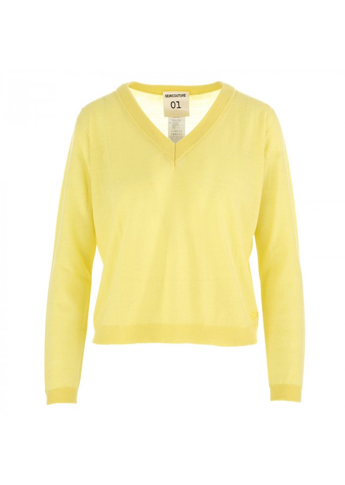 DERNA | WOMEN'S SWEATER SEMICOUTURE | LIGHT YELLOW WOMEN'S SWEATER SEMICOUTURE | LIGHT YELLOW