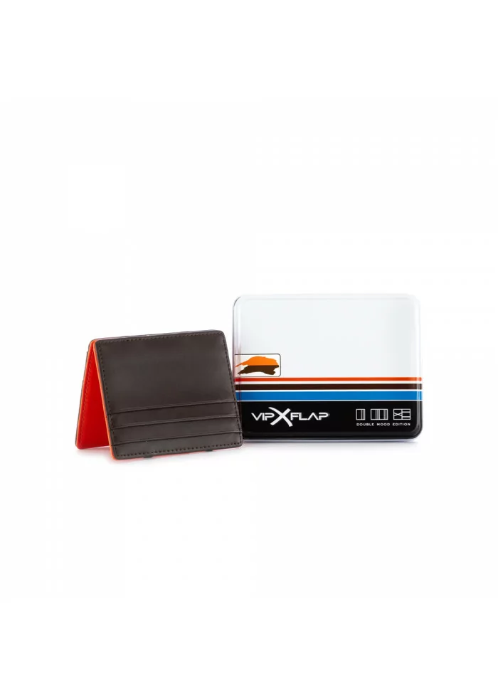 men's wallet vip flap double brown orange