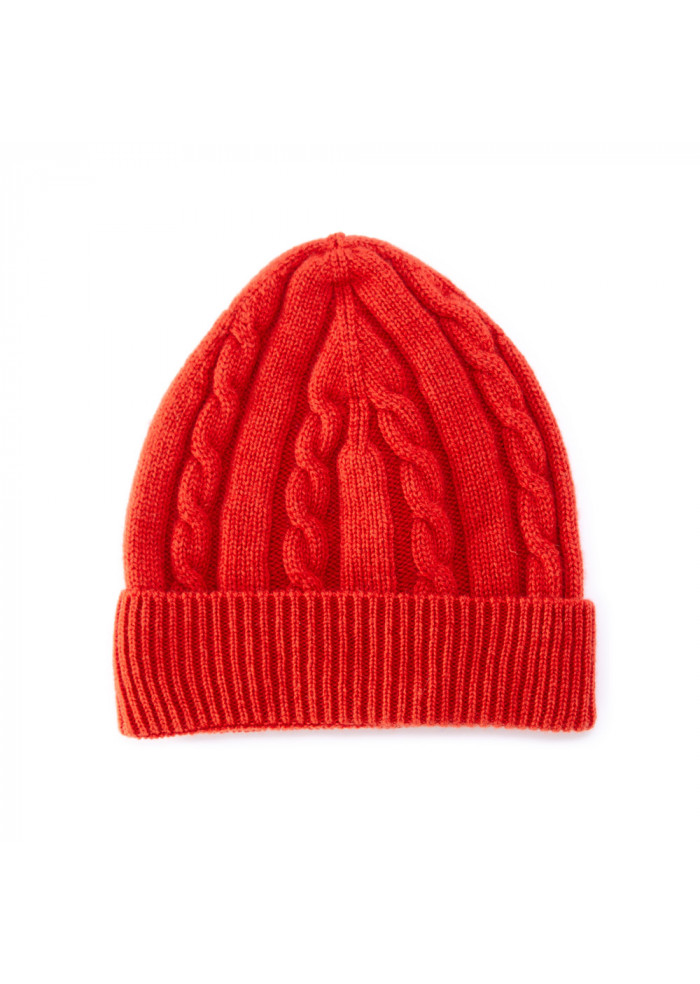 DERNA | UNISEX BEANIE "TRECCIA" RIVIERA | 100% CASHMERE ORANGE UNISEX BEANIE "TRECCIA" RIVIERA | 100% CASHMERE ORANGE