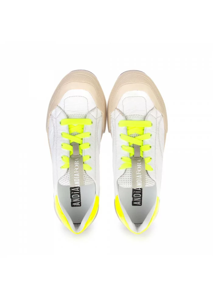 sneakers donna andia fora bianco giallo fluo