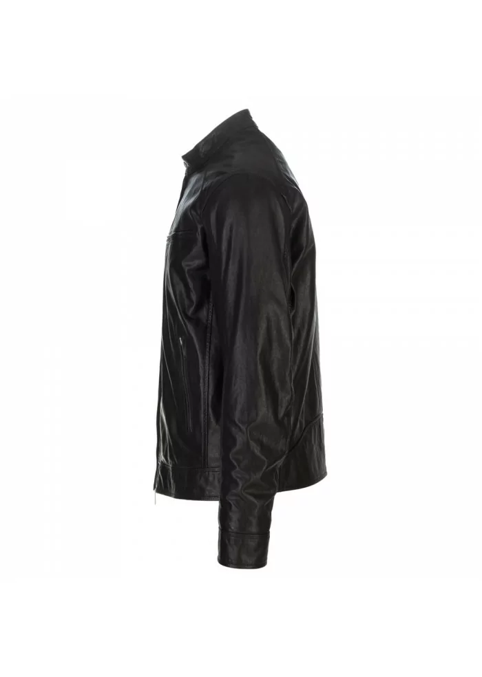 mens leather jacket dondup black