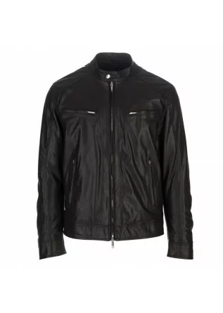 mens leather jacket dondup black