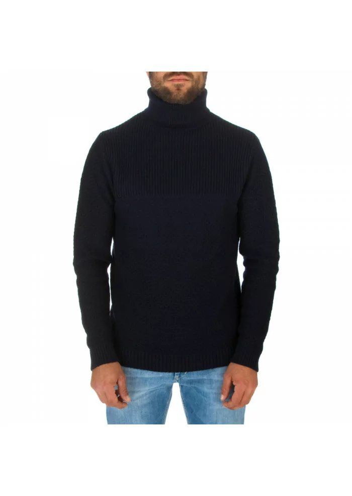 mens sweater daniele fiesoli turtleneck dark blue