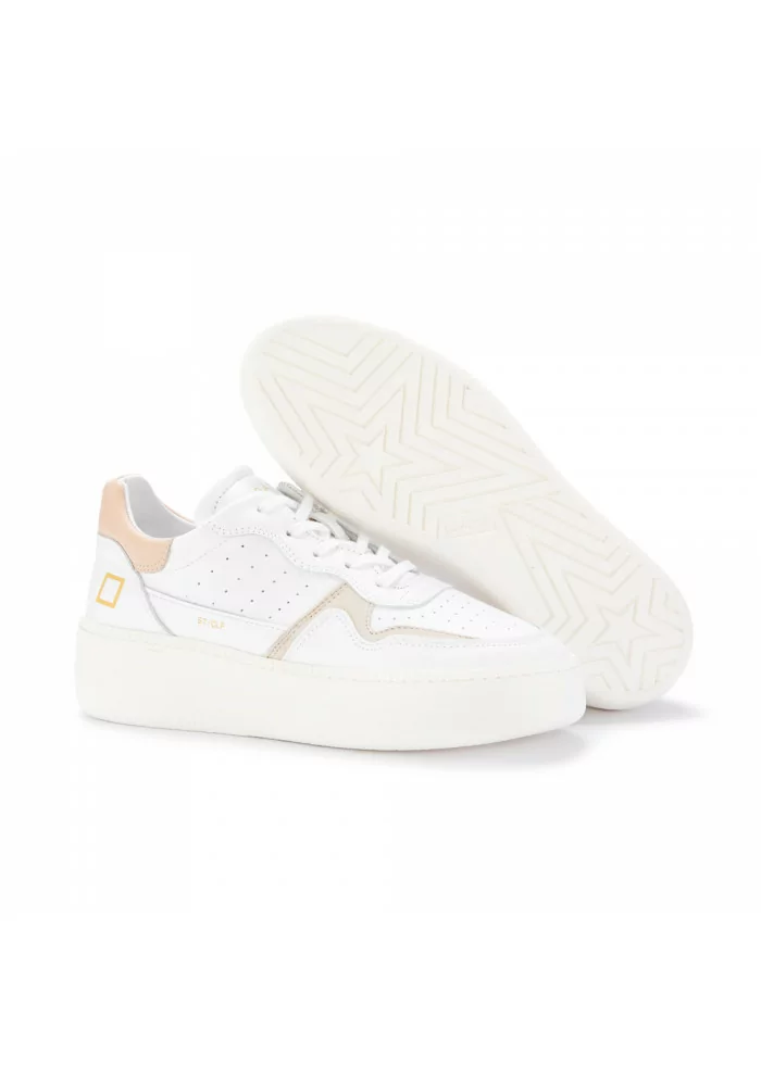 womens sneakers date step calf white pink