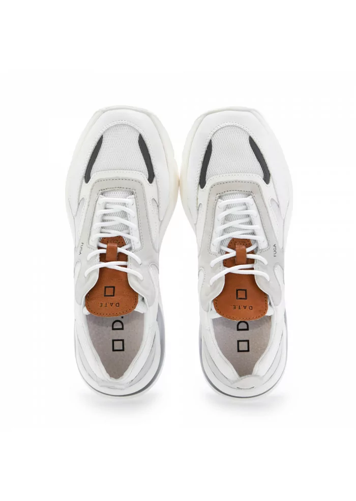 mens sneakers date fuga mesh white leather brown