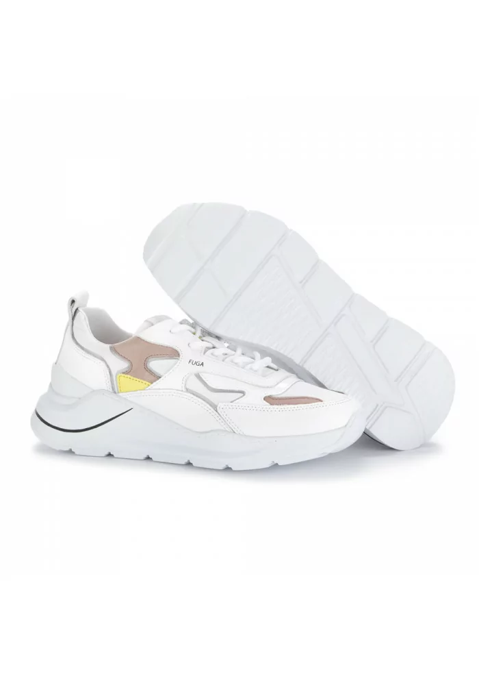 sneakers donna date fuga nylon bianco giallo