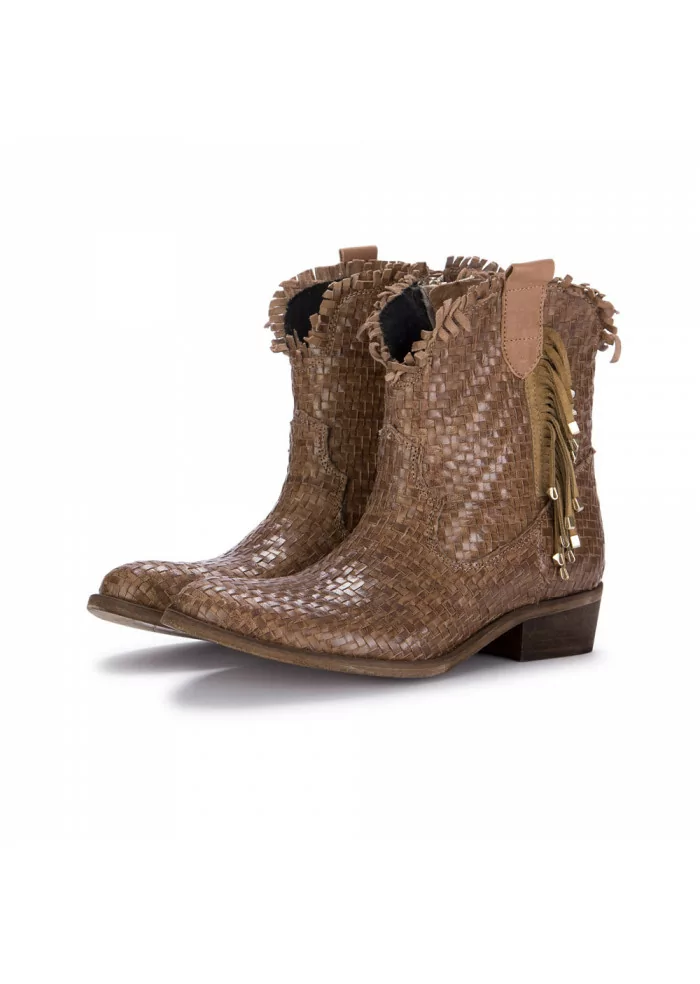 womens ankle boots juice intrecciato brown