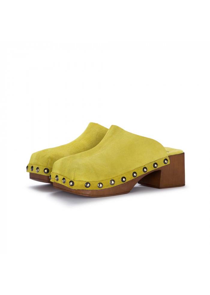 yellow leather clogs