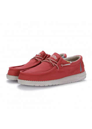 mens flat shoes hey dude wally washed red