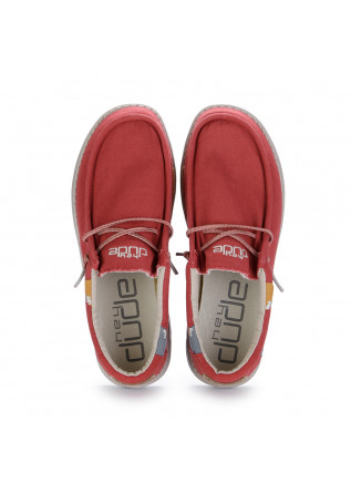 MEN'S FLAT SHOES HEY DUDE SHOES | WALLY WASHED RED