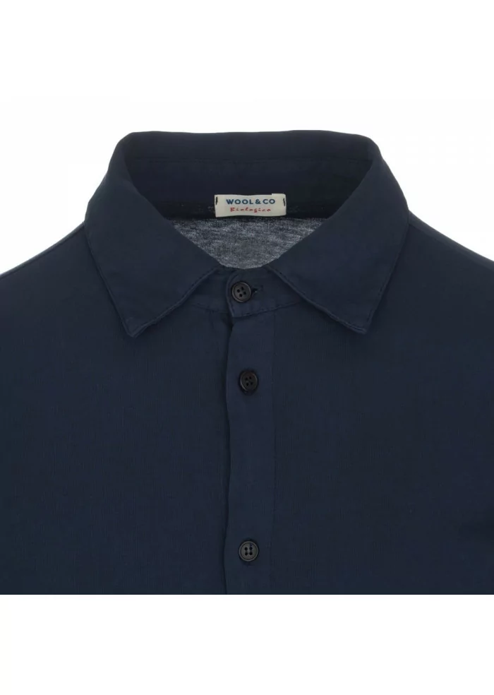 mens shirt wool and co blue stretch