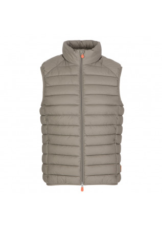 mens puffer vest save the duck adam taupe grey