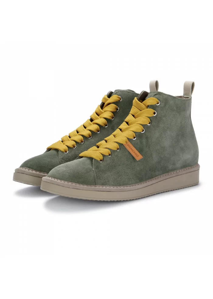 mens lace up ankle boots panchic military green