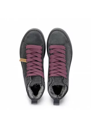 PANCHIC | HIGH SNEAKERS WITH PURPLE LACES GREY