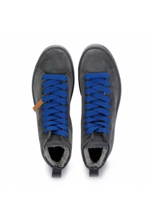 PANCHIC | ANKLE BOOTS SUEDE LEATHER ELECTRIC BLUE LACES GREY