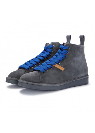 mens lace up ankle boots panchic dark grey blue