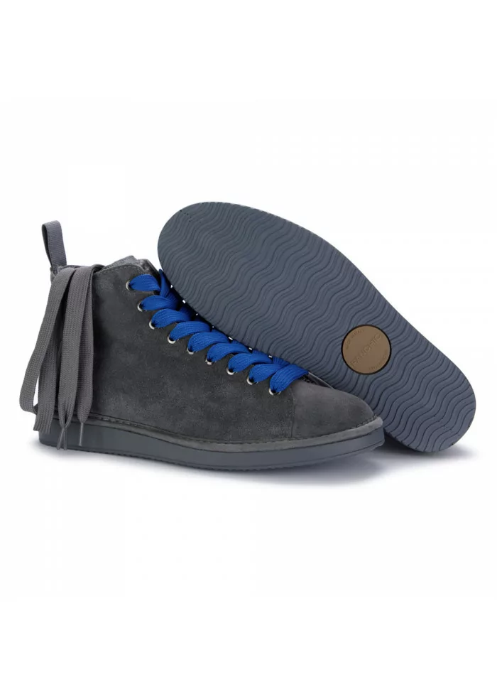 mens lace up ankle boots panchic dark grey blue