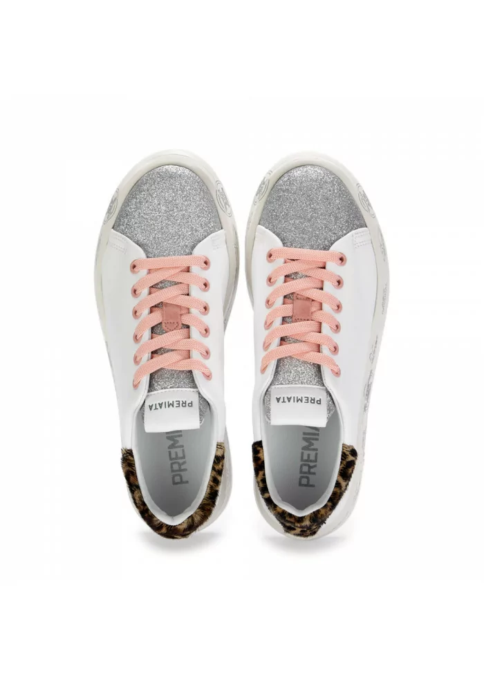 sneakers donna premiata belle bianco rosa argento
