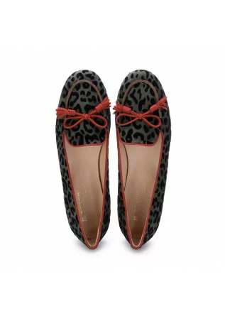 IL BORGO FIRENZE | LOAFERS WITH RED BOW IN AMALFI-BRICK GREEN