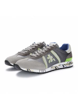 mens sneakers premiata lucy grey green fluo