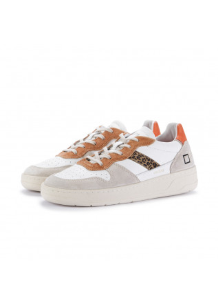 womens sneakers date court colored white orange