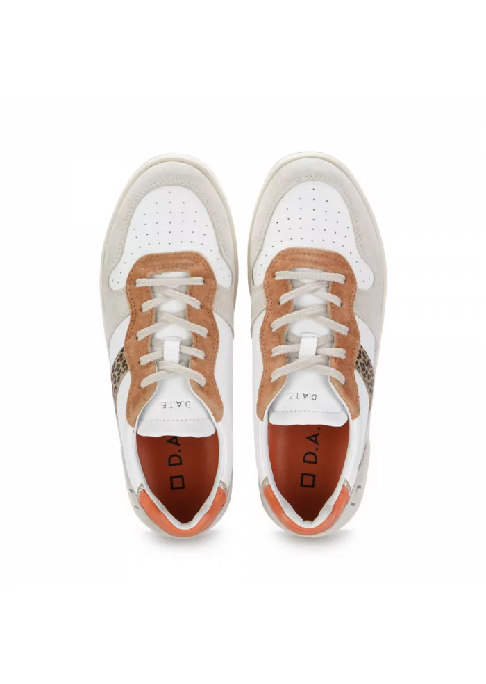 sneakers donna date court colored bianco arancione