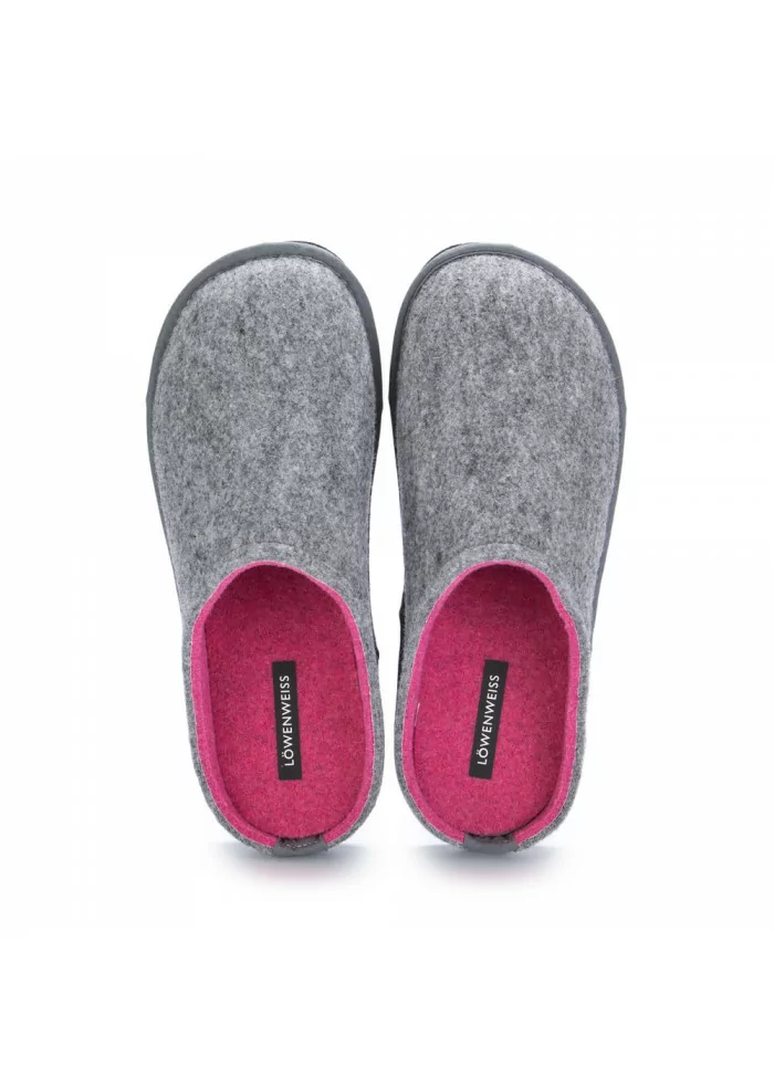 womens slippers loewenweiss felt grey fuchsia