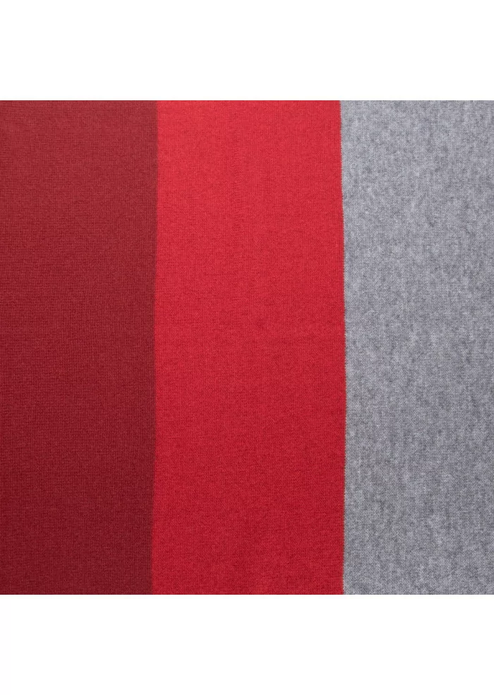 unisex scarf riviera cashmere red grey stripes