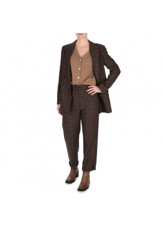 SOLOTRE | WOOL JACKET CHECK PATTERN BROWN BLUE