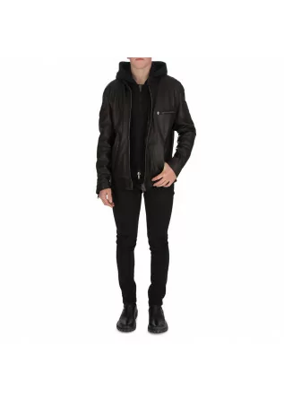 DONDUP | LEATHER JACKET WITH INTERNAL PADDING BROWN