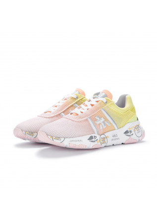 Kasuale Damen Sneaker von Premiata mit Mesh Obermaterial mit rosa gelbem Farbverlauf.