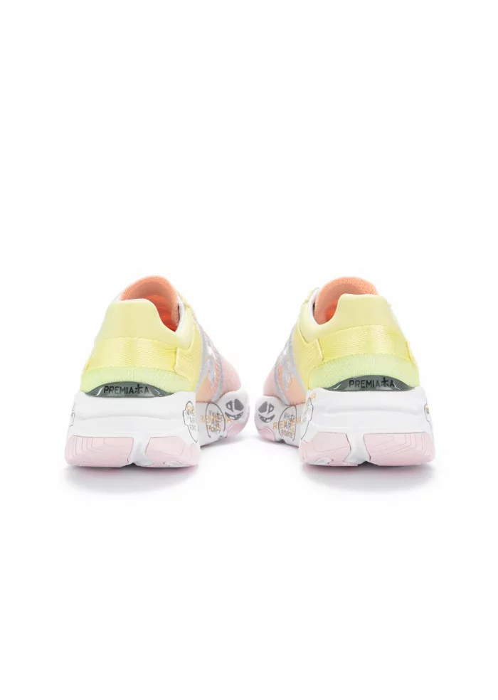 Premiata Casual women's sneakers featuring mesh upper with pink-yellow gradient.