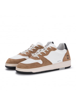 herren sneaker date court leather braun weiss
