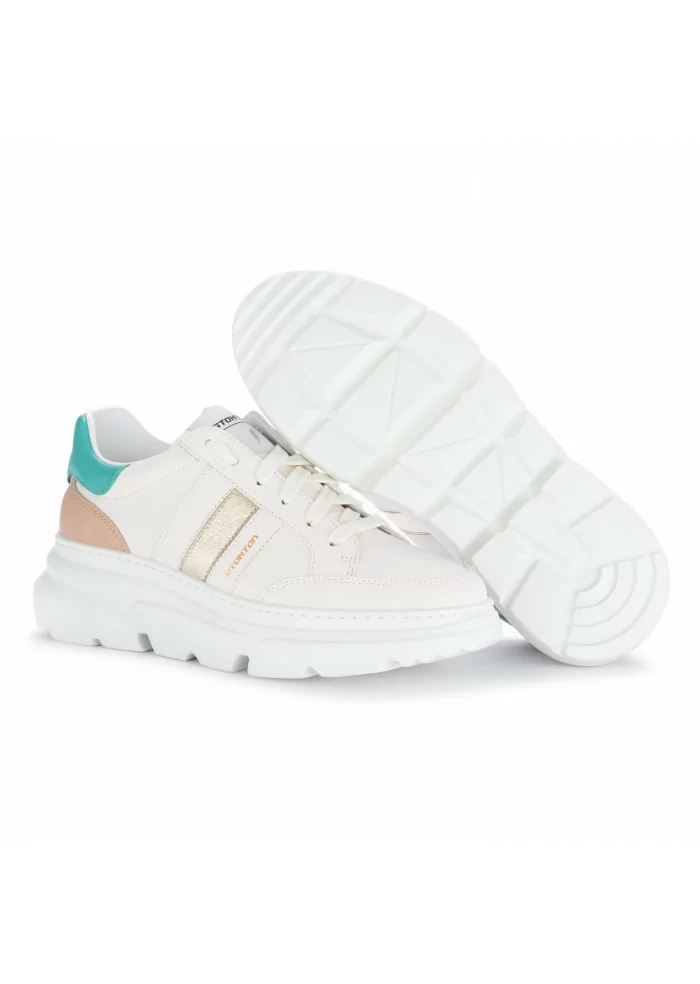 womens sneakers stokton 449 d white cream green pink