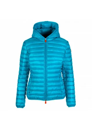womens padded jacket save the duck fluo kyla light blue