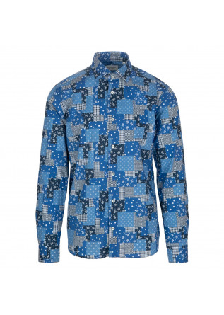 camicia da uomo mastricamiciai luca cotone patch blu