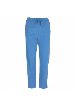 pantaloni donna semicouture cotone azzurri