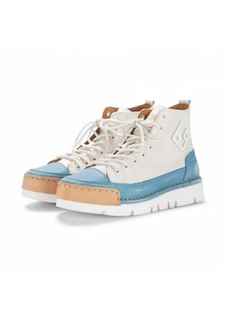 BNG REAL SHOES | HOHE SNEAKER "LA CIELO CANVAS" WEISS HELLBLAU
